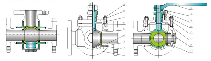 三通(tōng)球閥産品結(jie)構圖 三通球(qiu)閥産品結構(gou)圖