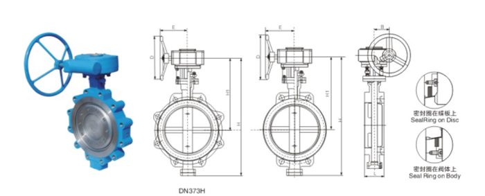 美标三(sān)偏心凸耳對夾蝶(die)閥産品結構圖 美(mei)标三偏心凸耳對(duì)夾蝶閥産品結構(gòu)圖
