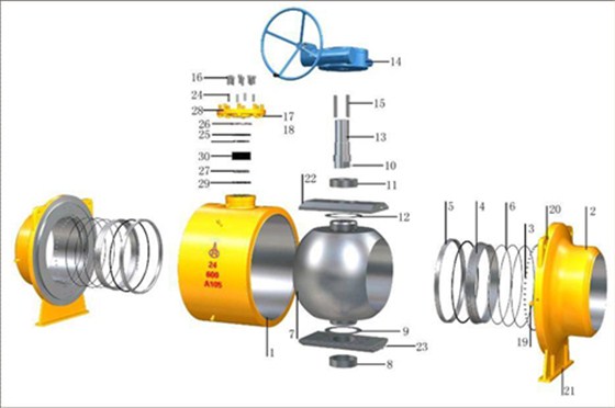 直埋式(shi)全焊接球(qiu)閥拆解圖(tu)