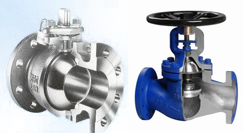 球閥(fa)與截止(zhǐ)閥剖面(miàn)